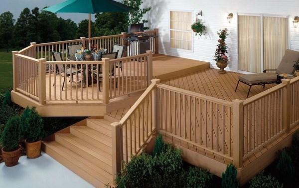 Lan can cầu thang lam nhựa gỗ đẹp 