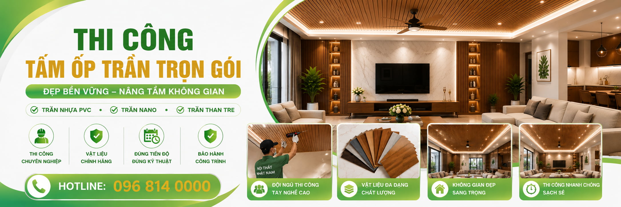 Thi công tấm ốp trần trọn gói 