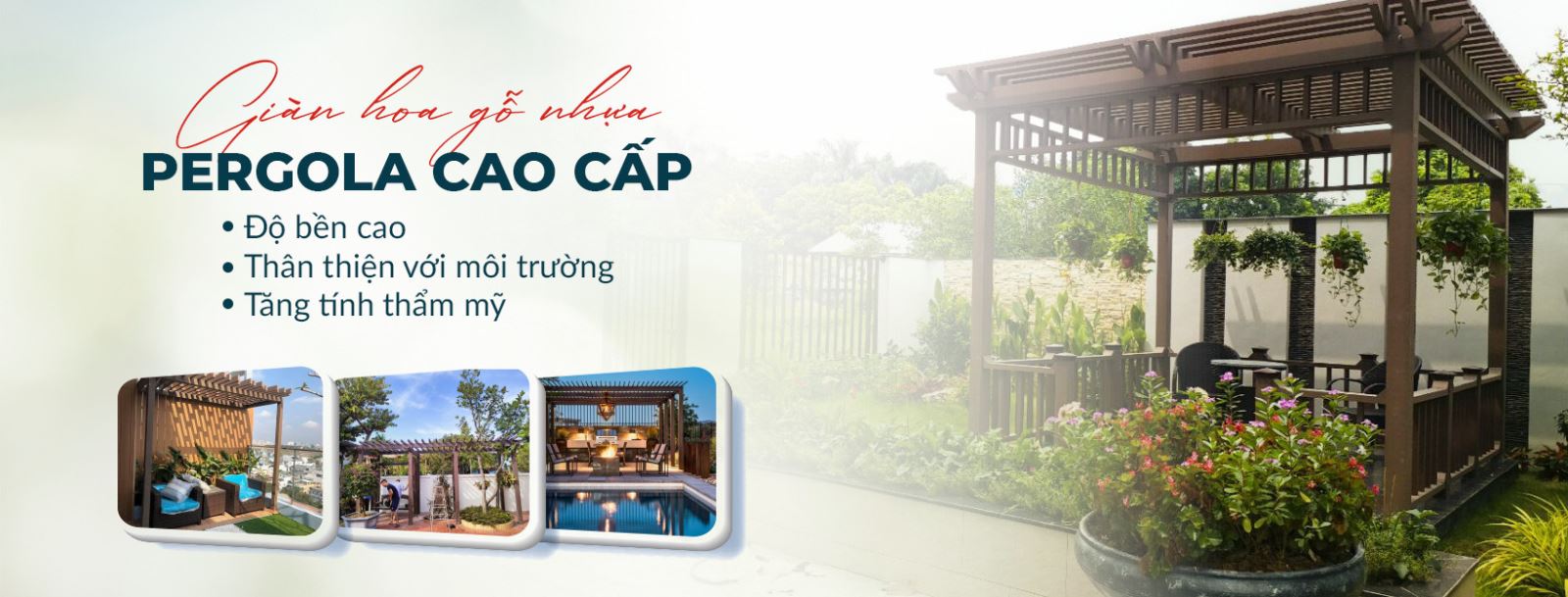 Nhận thi công giàn hoa gỗ nhựa ngoài trời