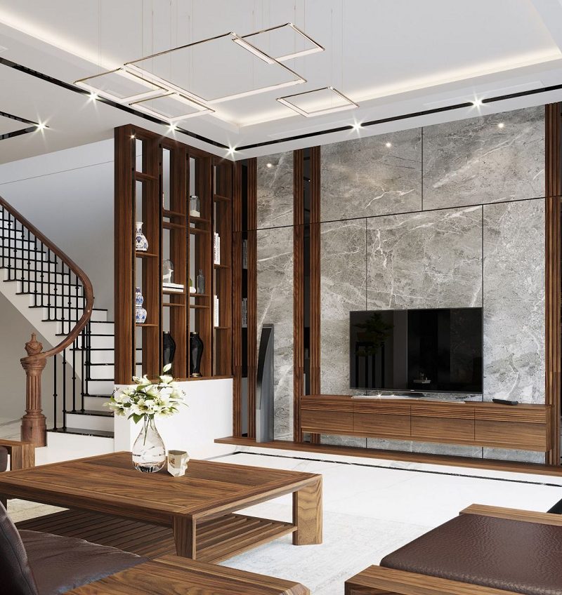 Mẫu lam nhựa giả gỗ trang trí cầu thang