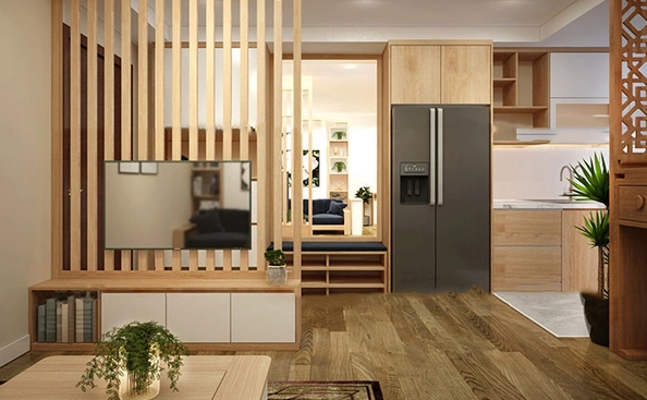 Thanh lam hộp làm vách ngăn phòng khách và bếp bằng nhựa gỗ