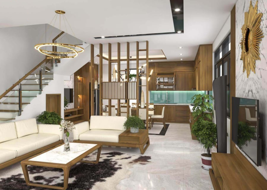 Thanh lam hộp làm vách ngăn phòng khách và bếp bằng nhựa gỗ
