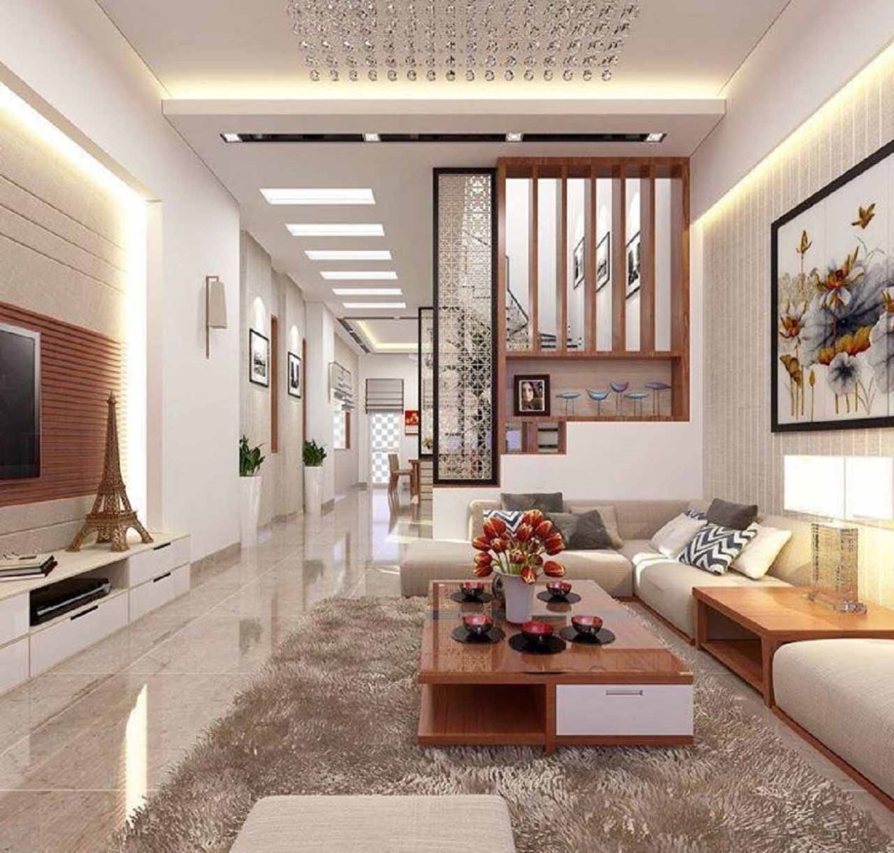 Thanh lam hộp làm vách ngăn phòng khách và bếp bằng nhựa gỗ